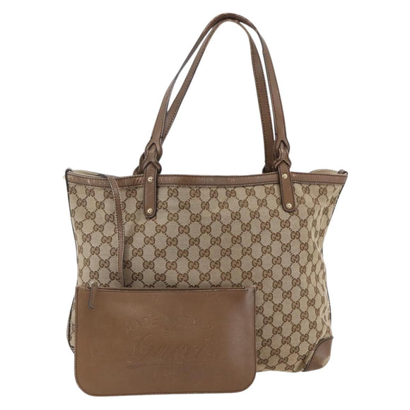 GUCCI GG Canvas Tote Bag Beige Auth 146146