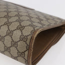 GUCCI GG Supreme Web Sherry Line Clutch Bag PVC Leather Beige Red Auth 146147-10