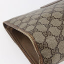 GUCCI GG Supreme Web Sherry Line Clutch Bag PVC Leather Beige Red Auth 146147-11