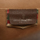 GUCCI GG Supreme Web Sherry Line Clutch Bag PVC Leather Beige Red Auth 146147-13