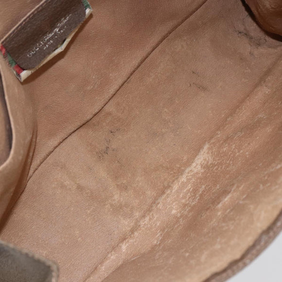 GUCCI GG Supreme Web Sherry Line Clutch Bag PVC Leather Beige Red Auth 146147