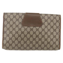 GUCCI GG Supreme Web Sherry Line Clutch Bag PVC Leather Beige Red Auth 146147-3