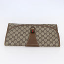 GUCCI GG Supreme Web Sherry Line Clutch Bag PVC Leather Beige Red Auth 146147-6