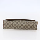 GUCCI GG Supreme Web Sherry Line Clutch Bag PVC Leather Beige Red Auth 146147-7