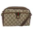 GUCCI GG Canvas Web Sherry Line Shoulder Bag PVC Leather Beige Red Auth 146150-1