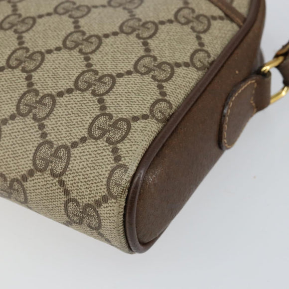 GUCCI GG Canvas Web Sherry Line Shoulder Bag PVC Leather Beige Red Auth 146150