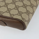 GUCCI GG Canvas Web Sherry Line Shoulder Bag PVC Leather Beige Red Auth 146150-11