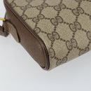 GUCCI GG Canvas Web Sherry Line Shoulder Bag PVC Leather Beige Red Auth 146150-13