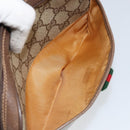 GUCCI GG Canvas Web Sherry Line Shoulder Bag PVC Leather Beige Red Auth 146150-20