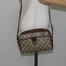 GUCCI GG Canvas Web Sherry Line Shoulder Bag PVC Leather Beige Red Auth 146150-22