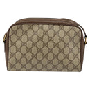 GUCCI GG Canvas Web Sherry Line Shoulder Bag PVC Leather Beige Red Auth 146150-3