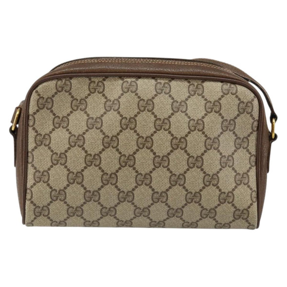 GUCCI GG Canvas Web Sherry Line Shoulder Bag PVC Leather Beige Red Auth 146150