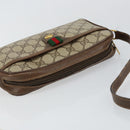 GUCCI GG Canvas Web Sherry Line Shoulder Bag PVC Leather Beige Red Auth 146150-6