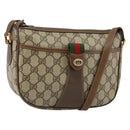 GUCCI GG Canvas Web Sherry Line Shoulder Bag PVC Leather Beige Red Auth 146151-1