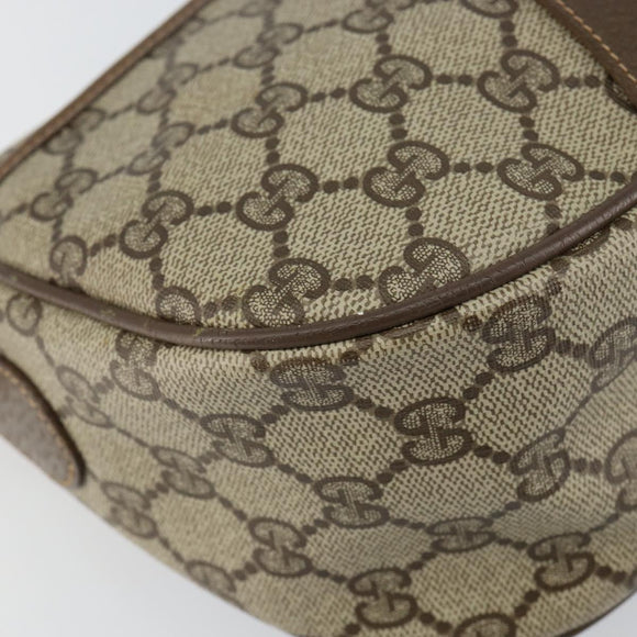 GUCCI GG Canvas Web Sherry Line Shoulder Bag PVC Leather Beige Red Auth 146151