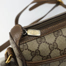 GUCCI GG Canvas Web Sherry Line Shoulder Bag PVC Leather Beige Red Auth 146151-15