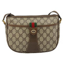 GUCCI GG Canvas Web Sherry Line Shoulder Bag PVC Leather Beige Red Auth 146151-2