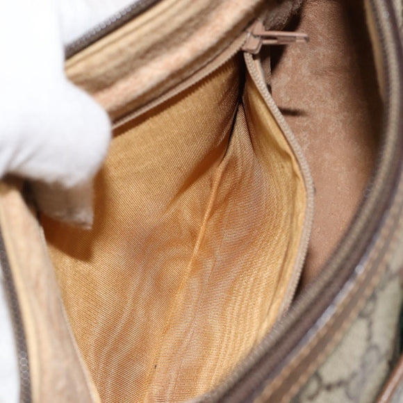 GUCCI GG Canvas Web Sherry Line Shoulder Bag PVC Leather Beige Red Auth 146151