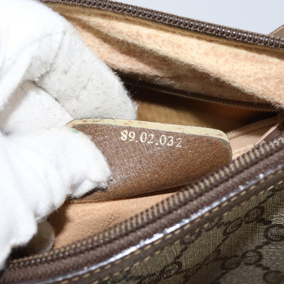 GUCCI GG Canvas Web Sherry Line Shoulder Bag PVC Leather Beige Red Auth 146151