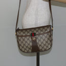 GUCCI GG Canvas Web Sherry Line Shoulder Bag PVC Leather Beige Red Auth 146151-23
