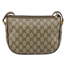 GUCCI GG Canvas Web Sherry Line Shoulder Bag PVC Leather Beige Red Auth 146151-3