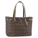 Christian Dior Canage Panarea Tote Bag Coated Canvas Bronze Gold Auth 146155-1
