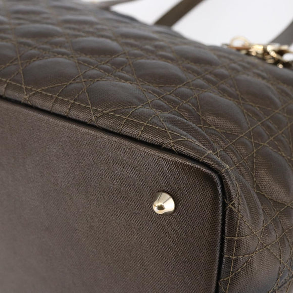Christian Dior Canage Panarea Tote Bag Coated Canvas Bronze Gold Auth 146155