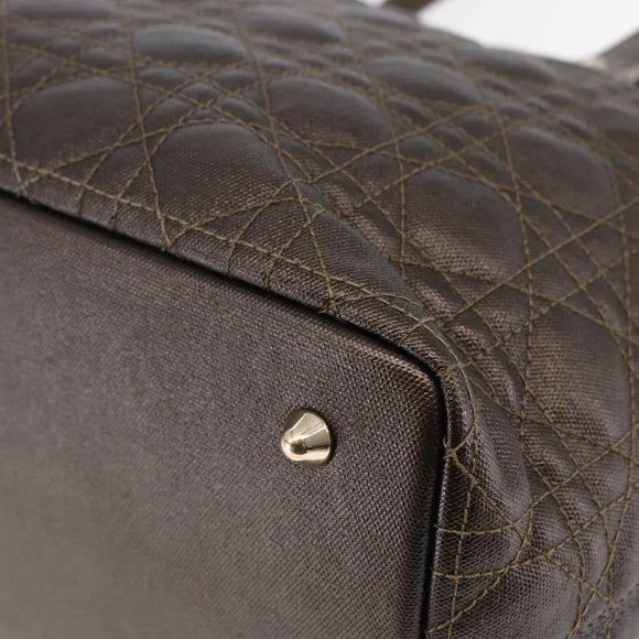 Christian Dior Canage Panarea Tote Bag Coated Canvas Bronze Gold Auth 146155