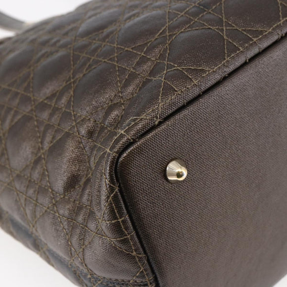 Christian Dior Canage Panarea Tote Bag Coated Canvas Bronze Gold Auth 146155