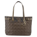 Christian Dior Canage Panarea Tote Bag Coated Canvas Bronze Gold Auth 146155-2