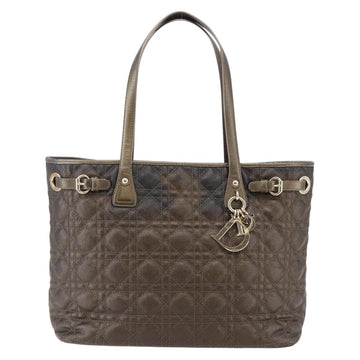 Christian Dior Canage Panarea Tote Bag Coated Canvas Bronze Gold Auth 146155 - 0