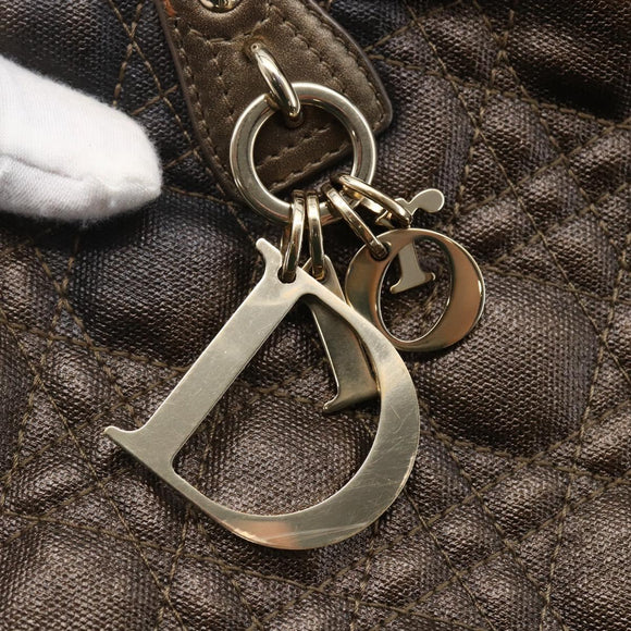 Christian Dior Canage Panarea Tote Bag Coated Canvas Bronze Gold Auth 146155