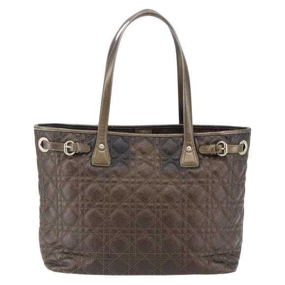 Christian Dior Canage Panarea Tote Bag Coated Canvas Bronze Gold Auth 146155