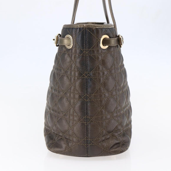 Christian Dior Canage Panarea Tote Bag Coated Canvas Bronze Gold Auth 146155