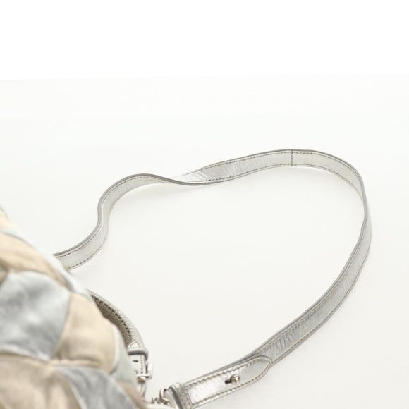 Miu Miu Hand Bag Leather 2way Champagne Gold Silver Auth 146159