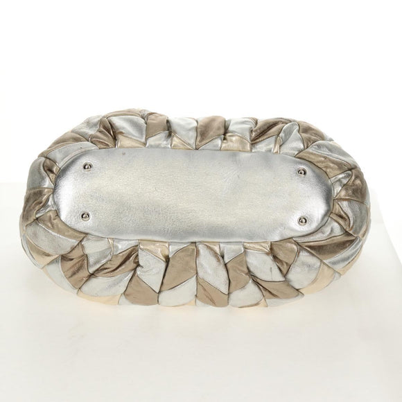 Miu Miu Hand Bag Leather 2way Champagne Gold Silver Auth 146159