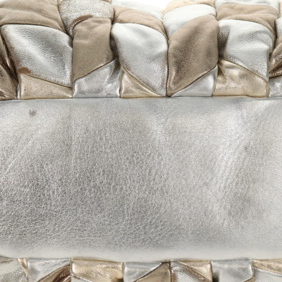 Miu Miu Hand Bag Leather 2way Champagne Gold Silver Auth 146159