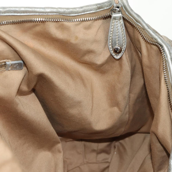 Miu Miu Hand Bag Leather 2way Champagne Gold Silver Auth 146159