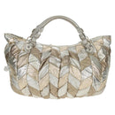 Miu Miu Hand Bag Leather 2way Champagne Gold Silver Auth 146159-13