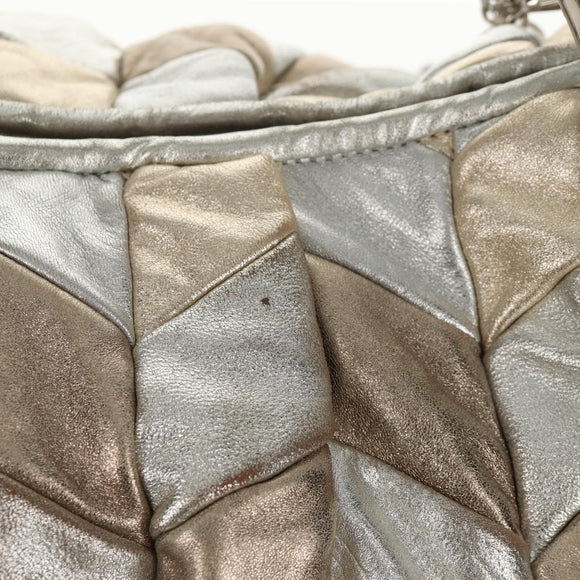 Miu Miu Hand Bag Leather 2way Champagne Gold Silver Auth 146159