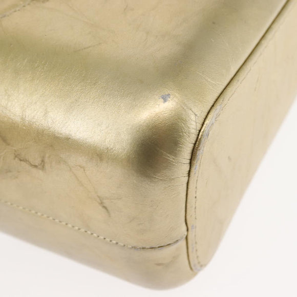 CHANEL Shoulder Bag Leather Gold Silver CC Auth 146160