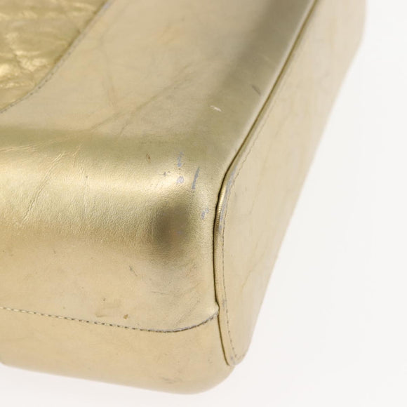CHANEL Shoulder Bag Leather Gold Silver CC Auth 146160