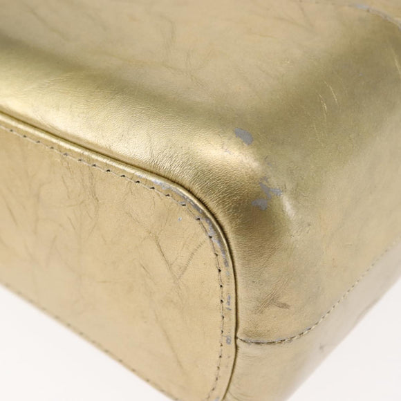 CHANEL Shoulder Bag Leather Gold Silver CC Auth 146160