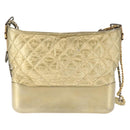 CHANEL Shoulder Bag Leather Gold Silver CC Auth 146160-2
