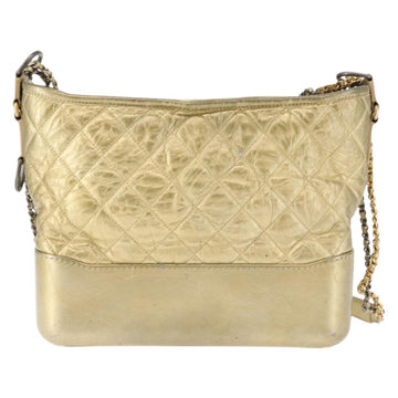 CHANEL Shoulder Bag Leather Gold Silver CC Auth 146160 - 0