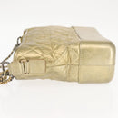 CHANEL Shoulder Bag Leather Gold Silver CC Auth 146160-5