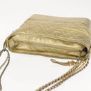 CHANEL Shoulder Bag Leather Gold Silver CC Auth 146160-7