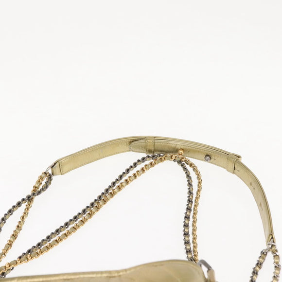 CHANEL Shoulder Bag Leather Gold Silver CC Auth 146160
