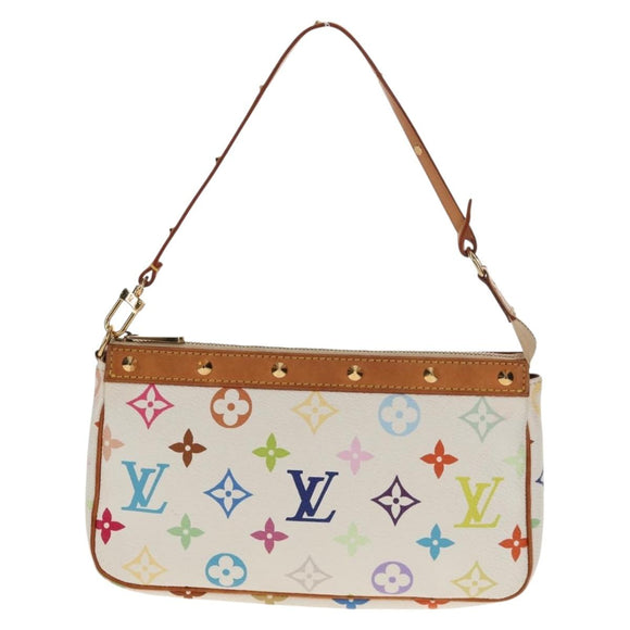 LOUIS VUITTON Multicolor Pochette Accessoires Pouch White M92649 LV Auth 146161A