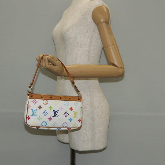 LOUIS VUITTON Multicolor Pochette Accessoires Pouch White M92649 LV Auth 146161A